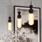 Czarno-biała lampa wisząca G9 ze szkłem — stal nierdzewna, 120 cm