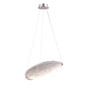 Chromowa lampa wisząca LED z akrylem — 17W, ø47 cm do jadalni i salonu