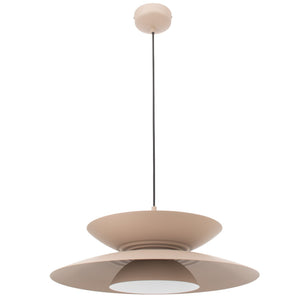 Lampa wisząca LED beż taupe — nowoczesny klosz aluminiowy 50 cm do salonu i jadalni