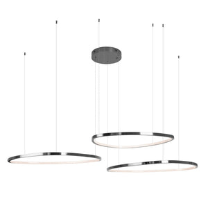 Czarna lampa wisząca LED z ringami — ø94 cm, 3966 lm do salonu i jadalni