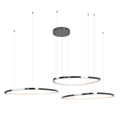 Czarna lampa wisząca LED z ringami — ø94 cm, 3966 lm do salonu i jadalni