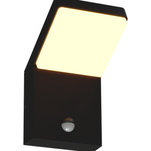 Czarny kinkiet elewacyjny LED z czujnikiem ruchu — 20W, IP66, do domu i garażu