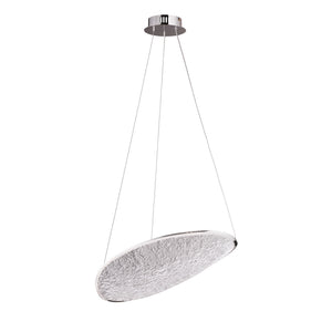 Chromowa lampa wisząca LED z akrylem — 17W, ø47 cm do jadalni i salonu