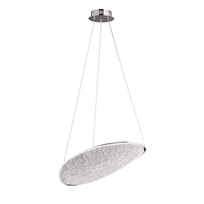 Chromowa lampa wisząca LED z akrylem — 17W, ø47 cm do jadalni i salonu