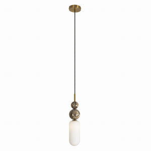 Złoto-biała lampa wisząca G9 ze szkłem — stal nierdzewna, 120 cm