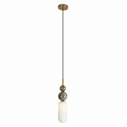 Złoto-biała lampa wisząca G9 ze szkłem — stal nierdzewna, 120 cm