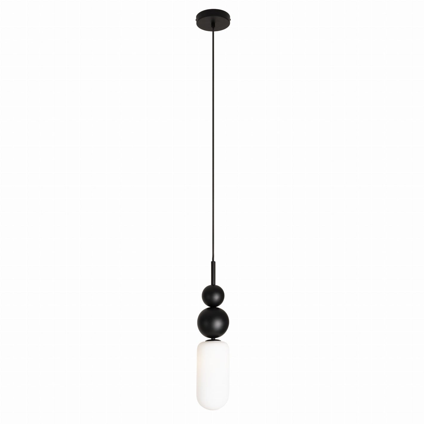 Czarno-biała lampa wisząca G9 ze szkłem — stal nierdzewna, 120 cm