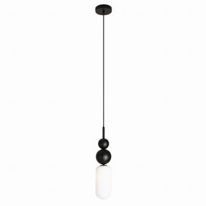 Czarno-biała lampa wisząca G9 ze szkłem — stal nierdzewna, 120 cm