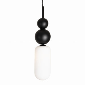 Czarno-biała lampa wisząca G9 ze szkłem — stal nierdzewna, 120 cm