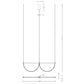 Złota lampa wisząca LED z dekoracyjnymi łukami — 40W, 128 cm do salonu i jadalni