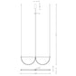 Czarna lampa wisząca LED z dekoracyjnymi łukami — 40W, 128 cm do salonu i jadalni