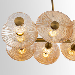 Złota lampa wisząca LED ze szkłem — 51W, 92 cm do salonu i jadalni