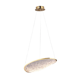 Złota lampa wisząca LED z akrylem — 17W, ø47 cm do salonu i jadalni