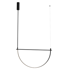 Czarna lampa wisząca LED ze złotymi akcentami — 30W, 96 cm do holu i salonu