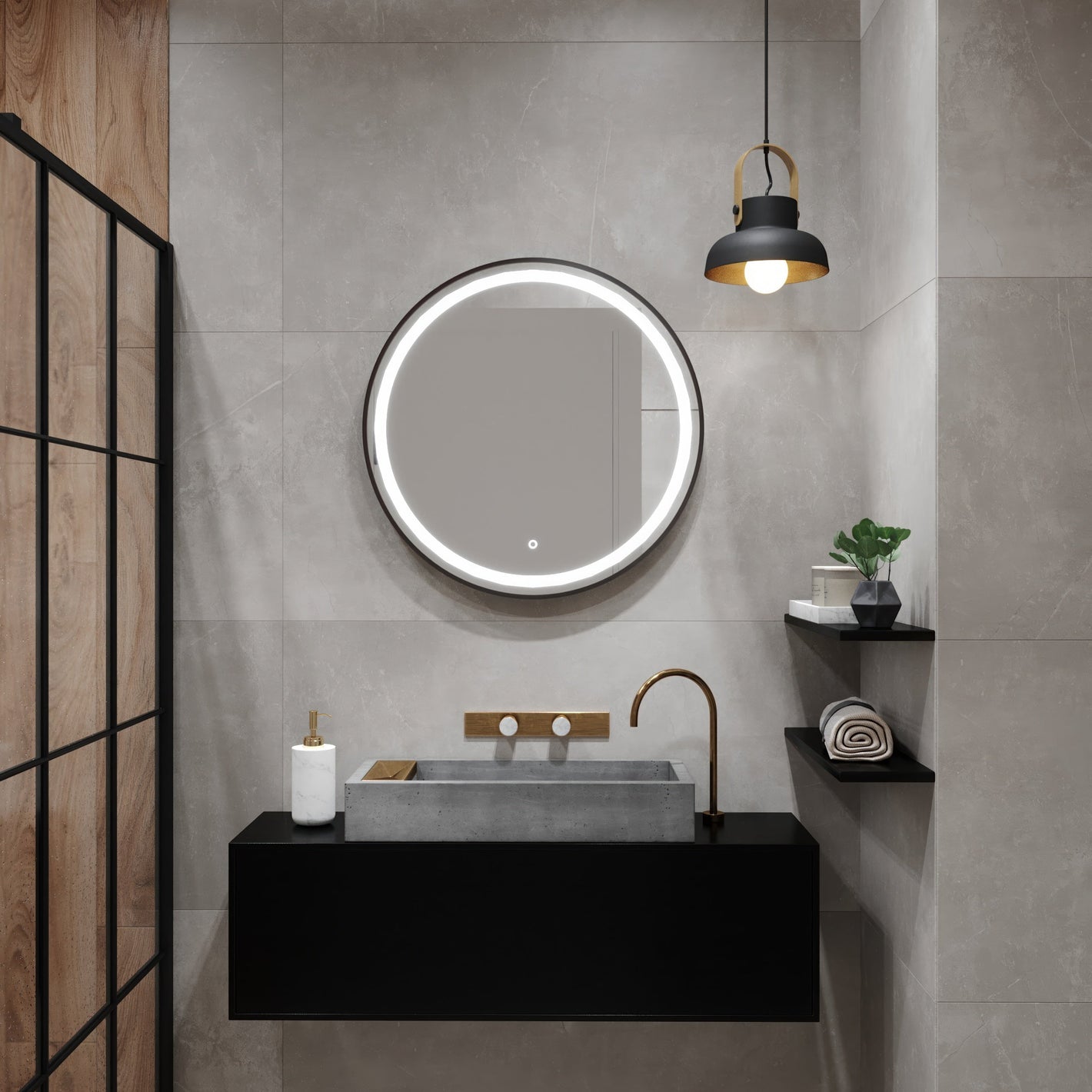 Lustro Wolf 70 z oświetleniem LED 70×70 cm