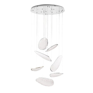 Chromowana lampa wisząca LED — elegancki żyrandol do wysokich wnętrz i przestrzeni reprezentacyjnych