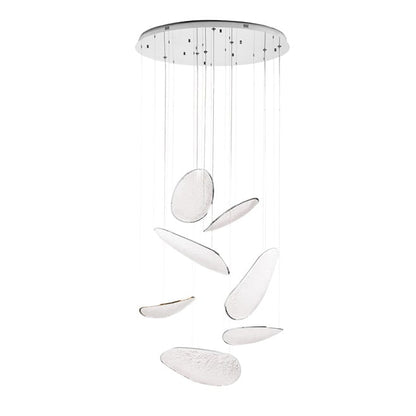 Chromowana lampa wisząca LED — elegancki żyrandol do wysokich wnętrz i przestrzeni reprezentacyjnych