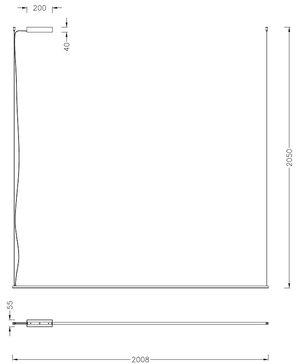 Czarna lampa wisząca LED 200 cm — 48W, liniowa oprawa nad stół i wyspę kuchenną