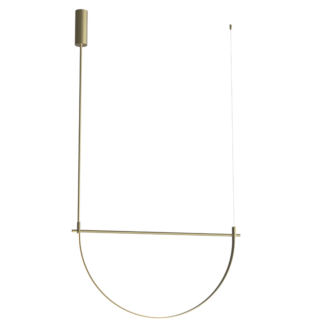 Złota lampa wisząca LED z łukami — 30W, 96 cm do salonu i jadalni