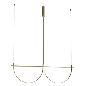 Złota lampa wisząca LED z dekoracyjnymi łukami — 40W, 128 cm do salonu i jadalni
