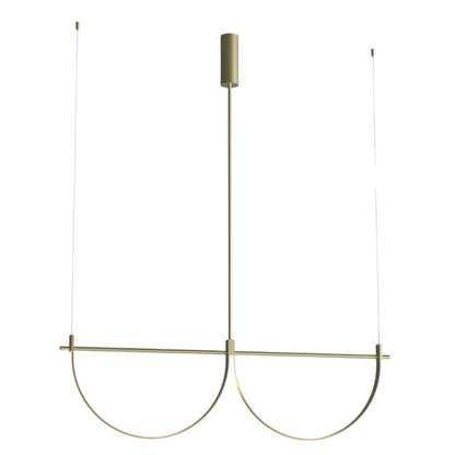 Złota lampa wisząca LED z dekoracyjnymi łukami — 40W, 128 cm do salonu i jadalni