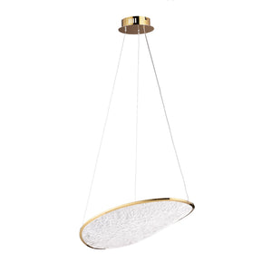 Złota lampa wisząca LED z akrylem — 17W, ø47 cm do salonu i jadalni