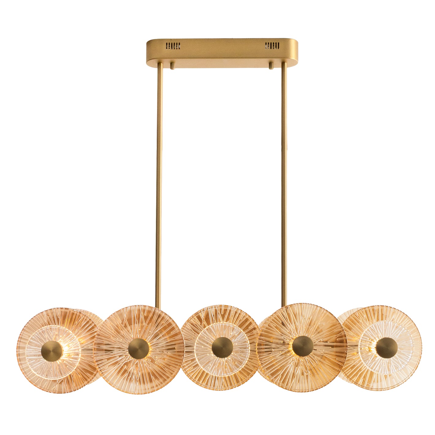 Złota lampa wisząca LED ze szkłem — 51W, 92 cm do salonu i jadalni