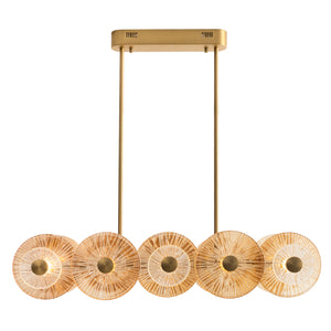 Złota lampa wisząca LED ze szkłem — 51W, 92 cm do salonu i jadalni