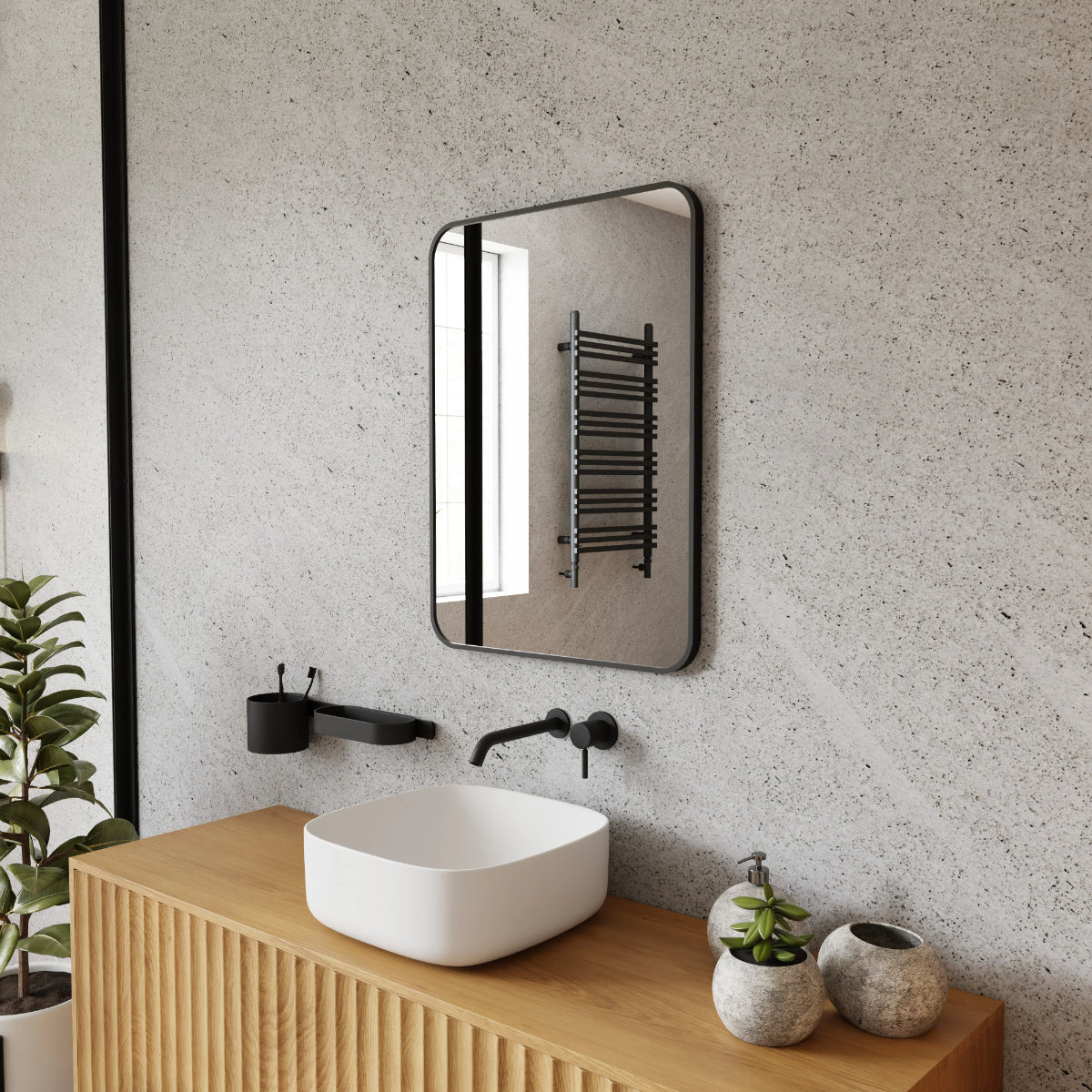 Lustro Senso w czarnej ramie aluminiowej 60×80 cm