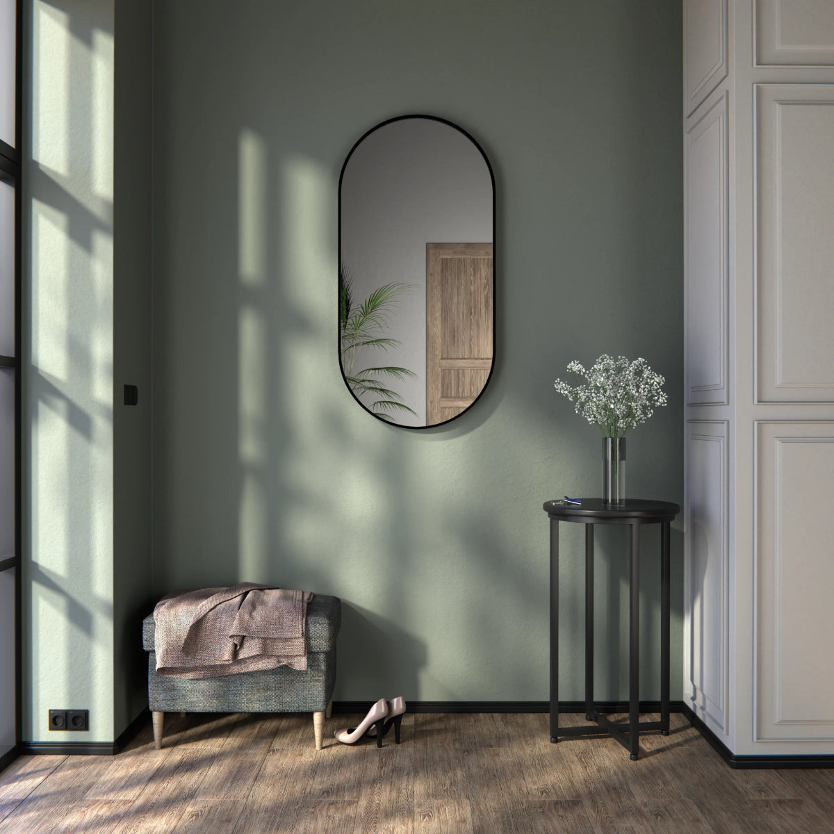 Lustro Solo Black owalne w czarnej ramie aluminiowej