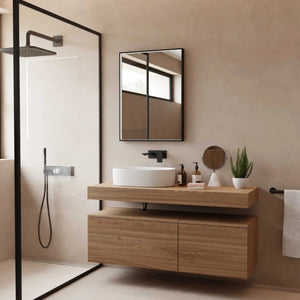 Lustro Porto LED w czarnej ramie aluminiowej 60×80 cm