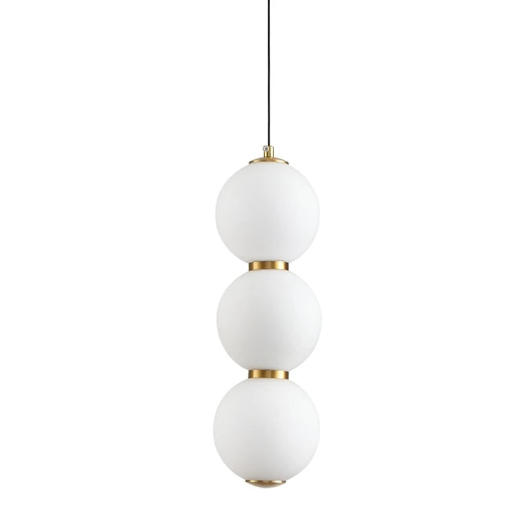 Lampa wisząca PERLA LED 12 cm - złoty akcent z trzema białymi kloszami