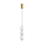 Lampa wisząca PERLA LED 12 cm - złoty akcent z trzema białymi kloszami