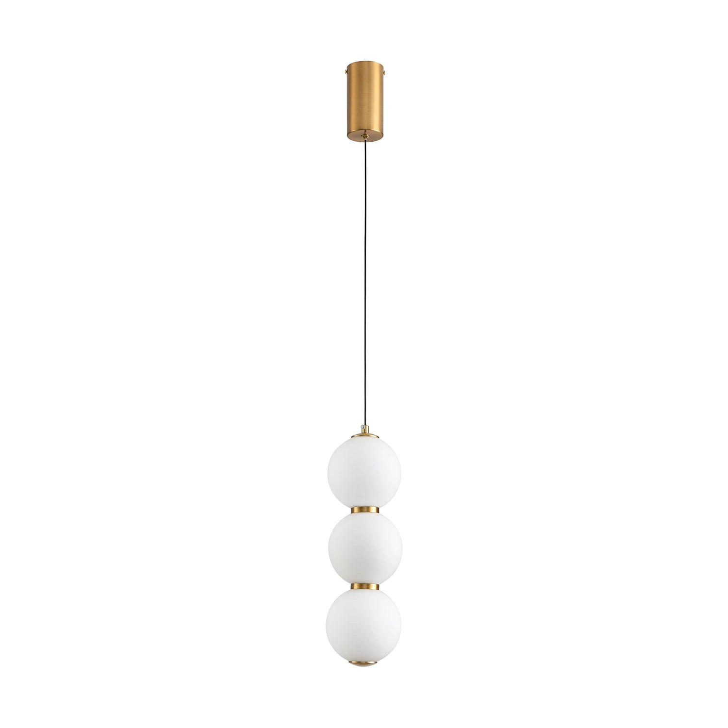 Lampa wisząca PERLA LED 12 cm - złoty akcent z trzema białymi kloszami