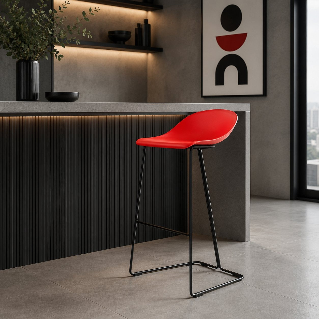 Hoker barowy Caro Bar — 88cm organiczne siedzisko, stalowa podstawa