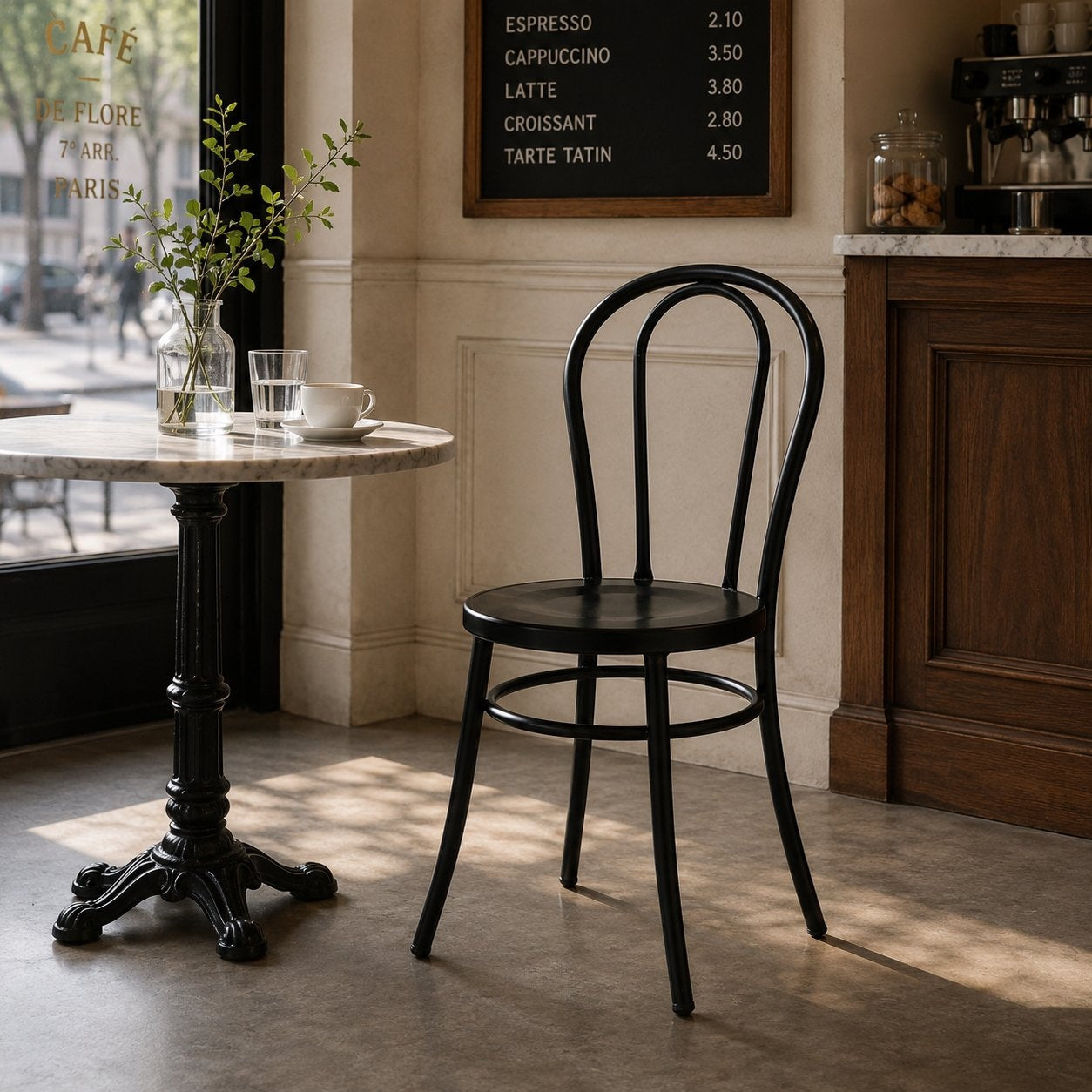 Krzesło CAFE czarne w stylu secesyjnym