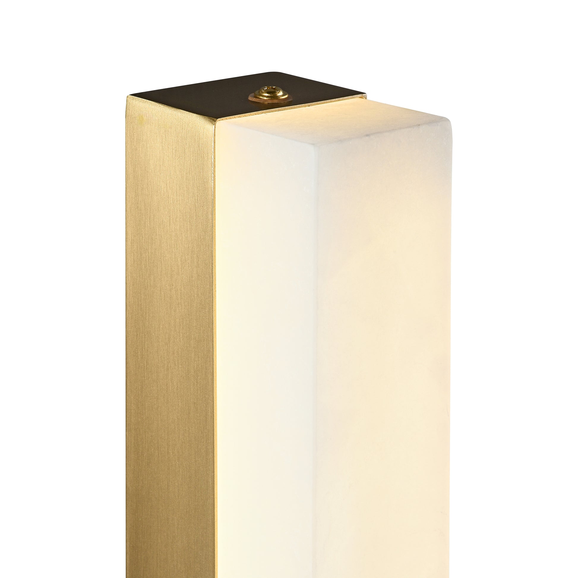 Lampa ścienna BLOCK 40 cm - kinkiet prostokątny, biały marmur i mosiądz