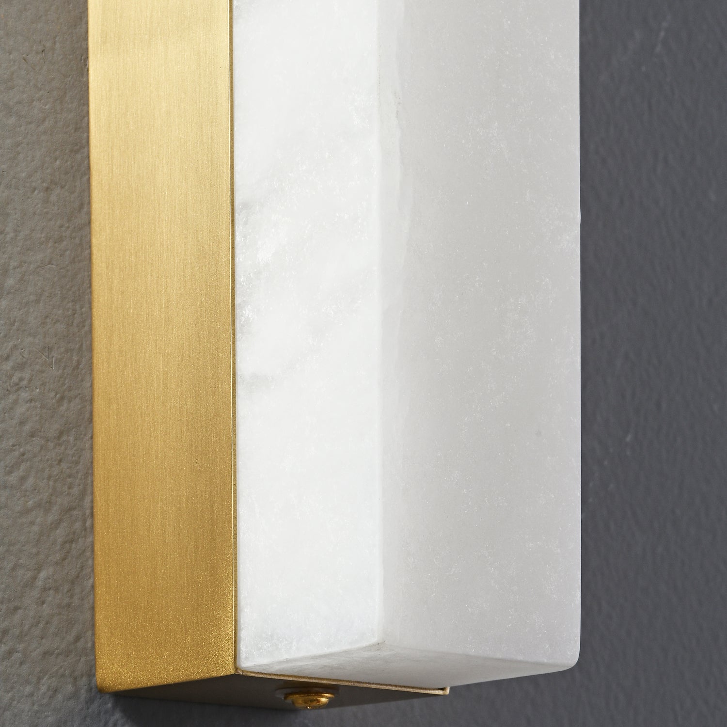 Lampa ścienna BLOCK 40 cm - kinkiet prostokątny, biały marmur i mosiądz