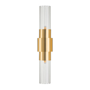 Lampa ścienna GLOW 46 cm - kinkiet złoty, szkło ryflowane
