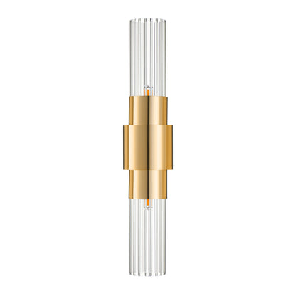 Lampa ścienna GLOW 46 cm - kinkiet złoty, szkło ryflowane