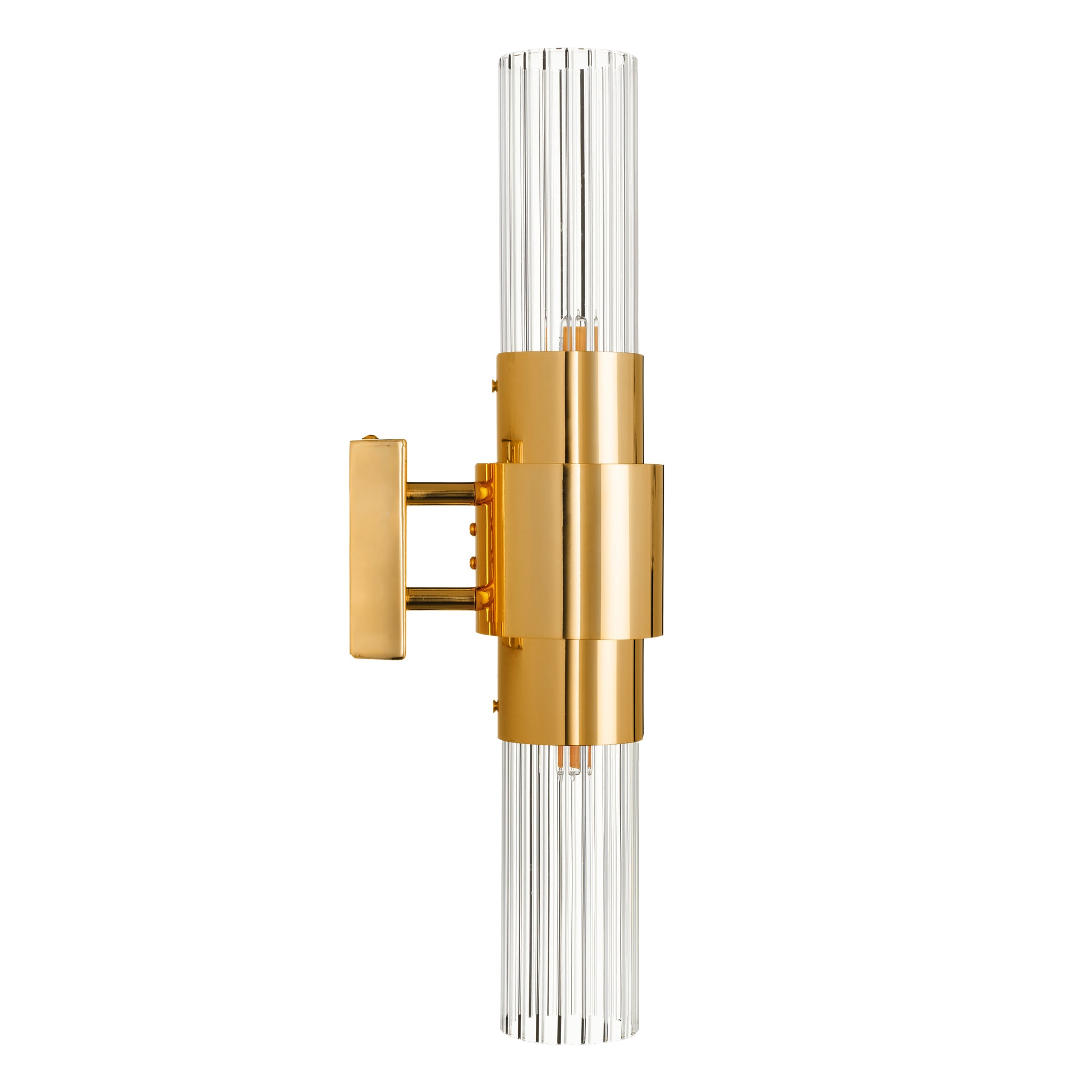 Lampa ścienna GLOW 46 cm - kinkiet złoty, szkło ryflowane