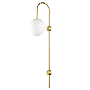 Lampa ścienna DANTE 78 cm - kinkiet złoty z białym kloszem