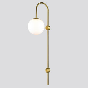 Lampa ścienna DANTE 78 cm - kinkiet złoty z białym kloszem