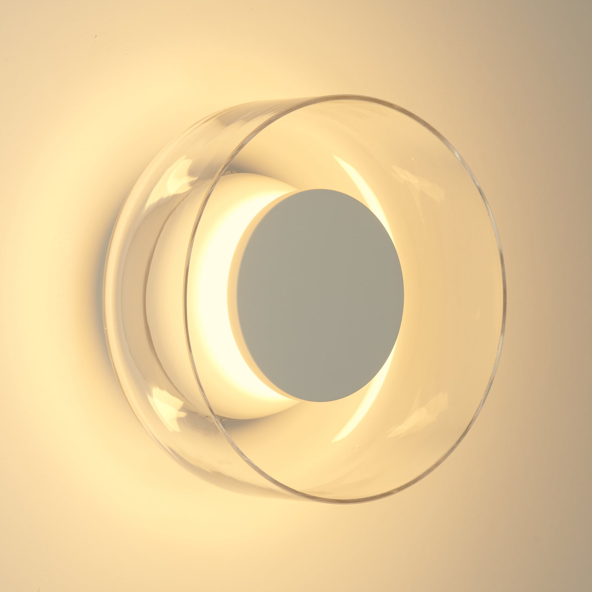 Lampa ścienna DONUT 18 – LED, szkło transparentne, biały środek