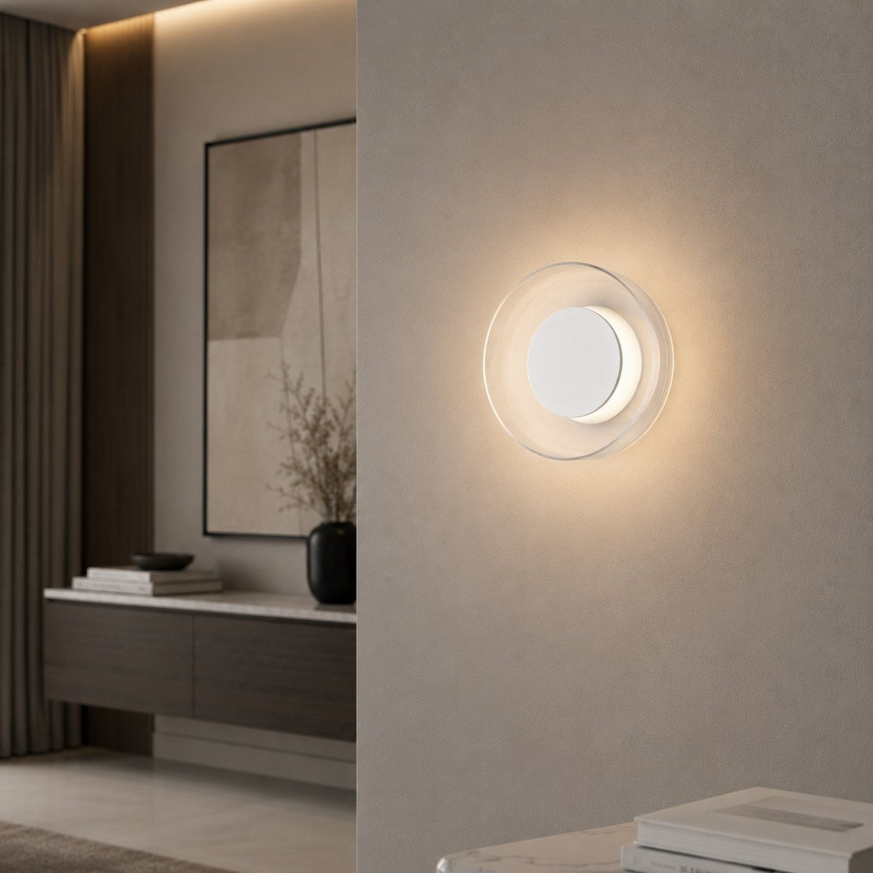 Lampa ścienna DONUT 18 – LED, szkło transparentne, biały środek
