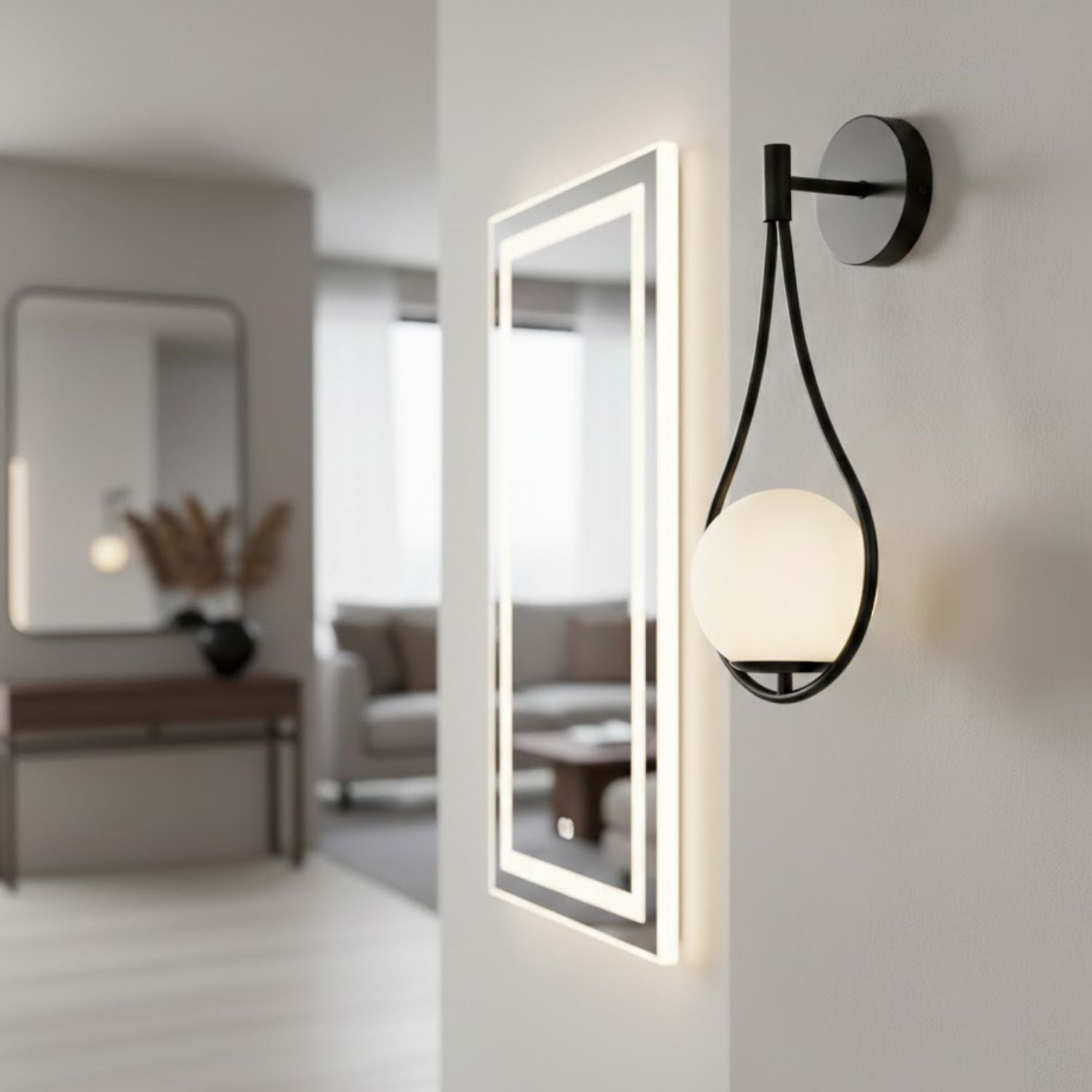 Lampa ścienna DROP, 45 cm - czarny, do wnętrz mieszkalnych i komercyjnych