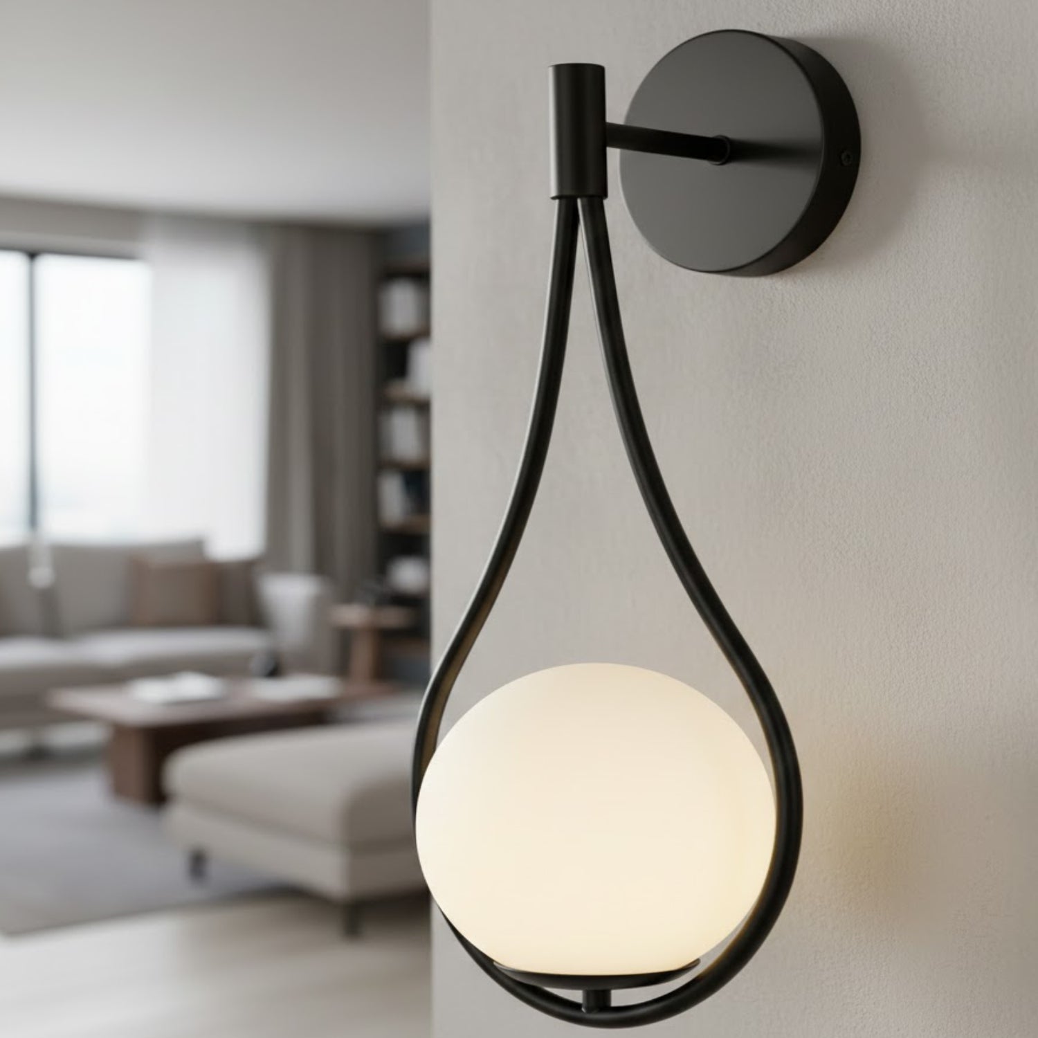 Lampa ścienna DROP, 45 cm - czarny, do wnętrz mieszkalnych i komercyjnych