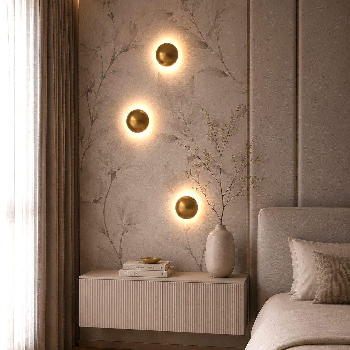 Lampa ścienna BUTTON, 16 cm - LED, złoty, półkulisty