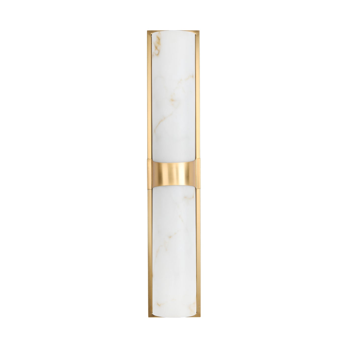 Lampa ścienna MURO LED 66 cm - biały alabaster, złote detale