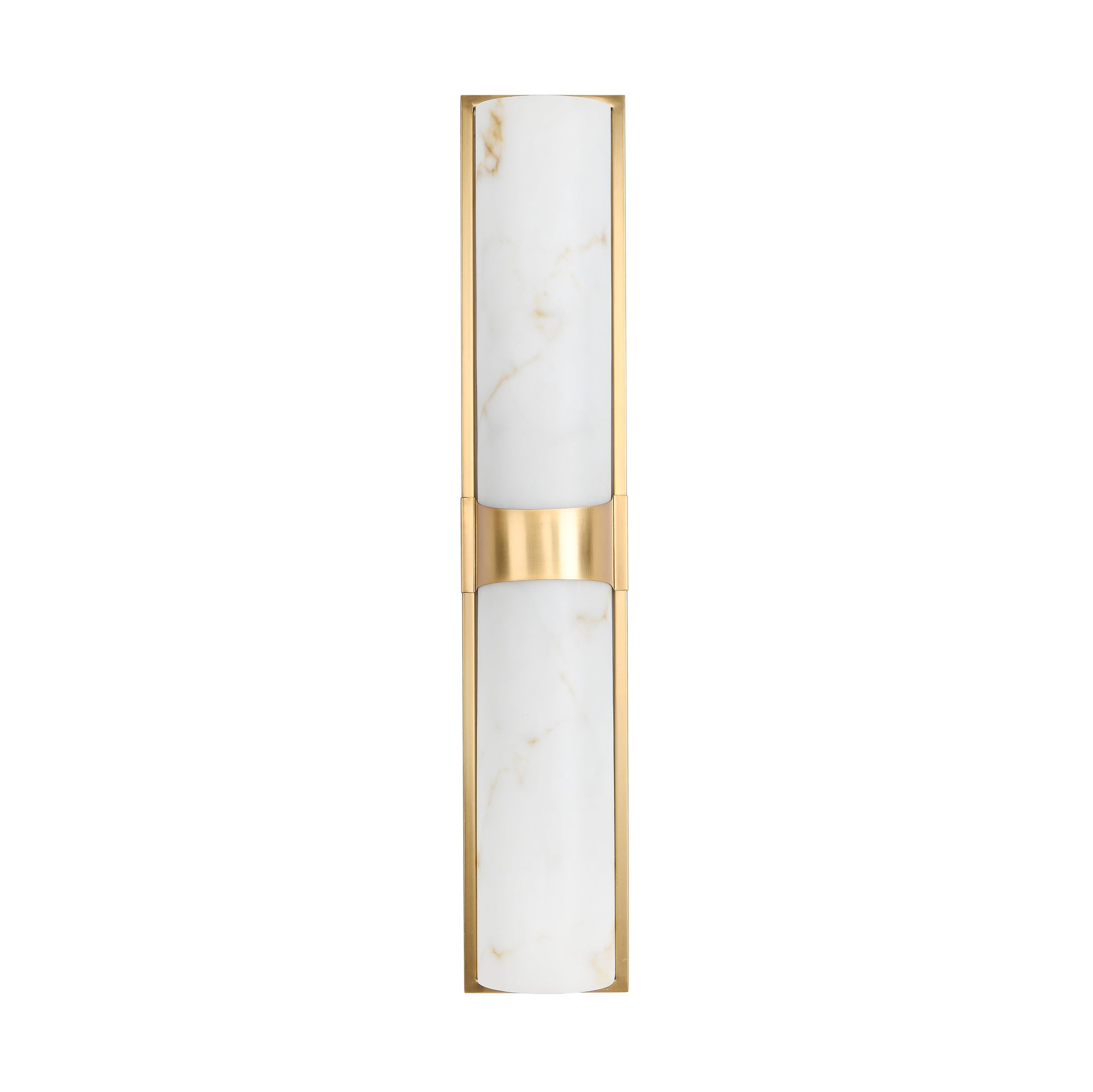 Lampa ścienna MURO LED 66 cm - biały alabaster, złote detale